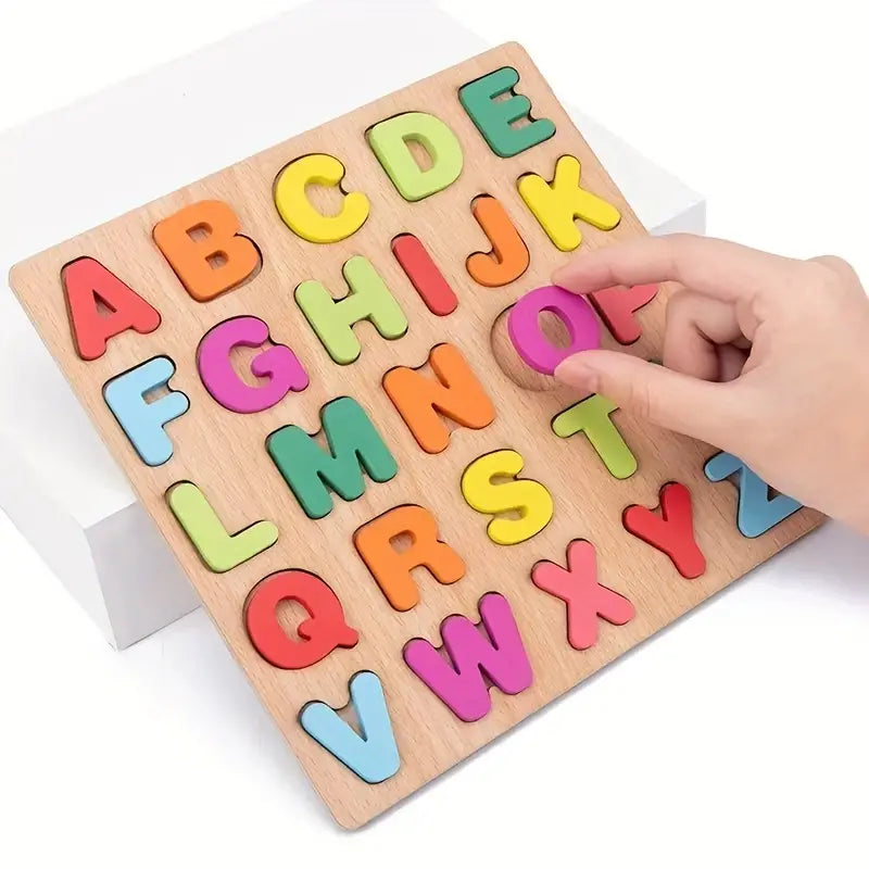 Houten Educatieve Puzzelset voor Peuters – Letters, Cijfers & Vormen – Leerzaam en Veilig Speelgoed voor Kinderen vanaf 3 Jaar