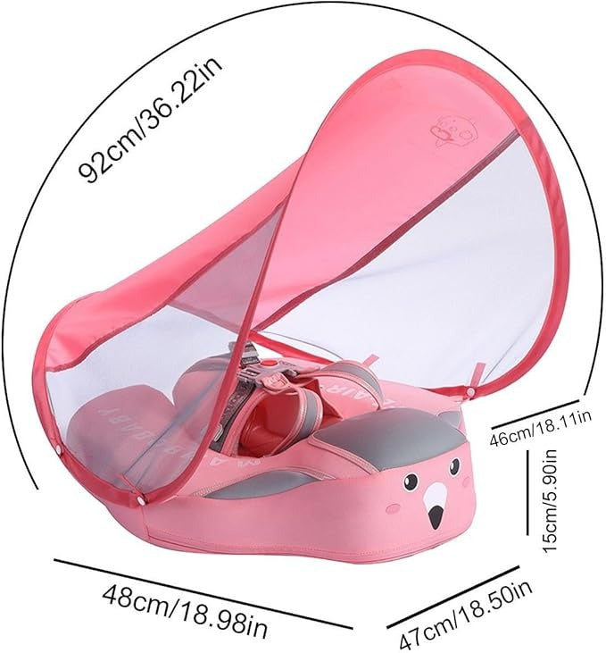 Baby Zwemtrainer met Zonnescherm – Opblaasbare Zwemring (3–24 mnd)