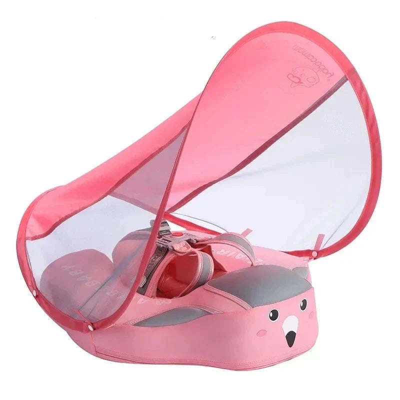 Baby Zwemtrainer met Zonnescherm – Opblaasbare Zwemring (3–24 mnd)