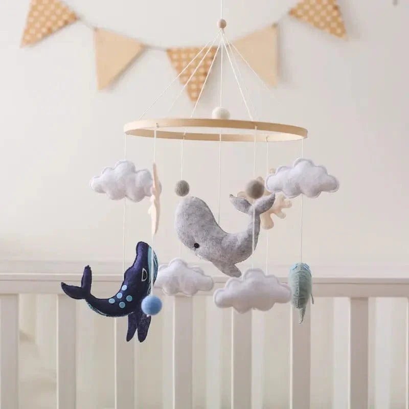 Rustgevende Houten Babymobiel Zonder Batterij – Natuurlijke Materialen & Zachte Kleuren | LittleNest SkyWhirl