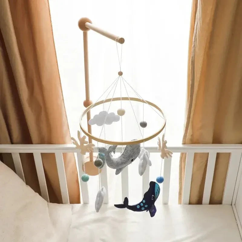Rustgevende Houten Babymobiel Zonder Batterij – Natuurlijke Materialen & Zachte Kleuren | LittleNest SkyWhirl