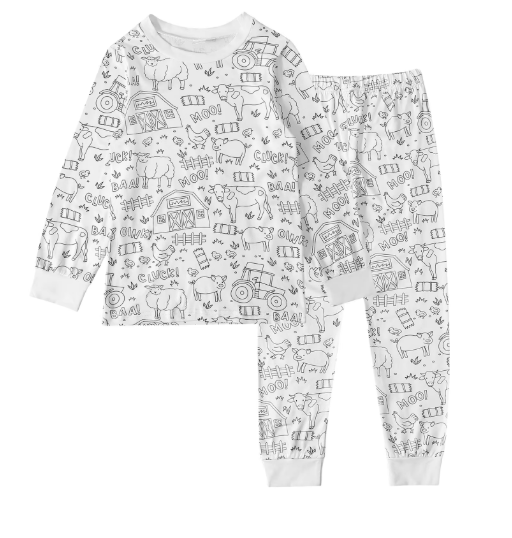 Kleur Pyjama Kind – DIY Pyjama Set met Textielstiften (3–8 Jaar)