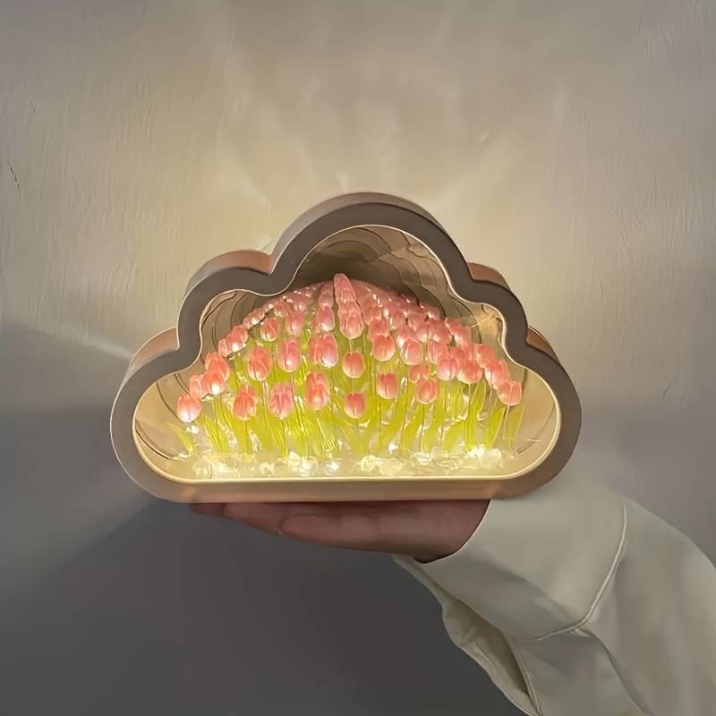 Cloud Tulip Nachtlampje – Sfeervol Tulpenlicht voor Kinderkamer & Woonkamer, Rustgevende LED Decoratie