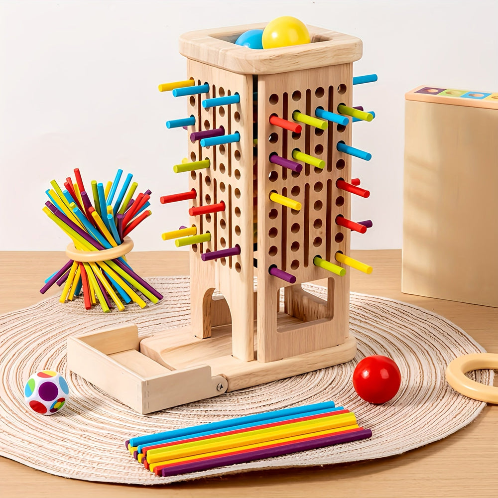 StackJoy Houten Torenspel – Montessori Speelgoed voor Kleuters, Leer Kleuren en Motoriek Spelenderwijs