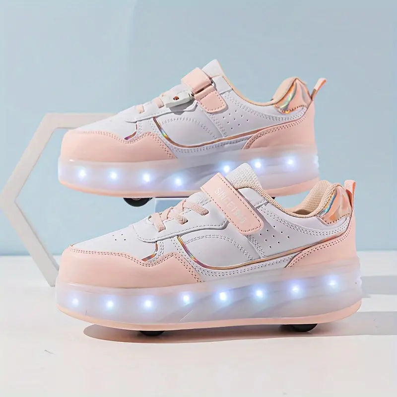 GliderZoom Kinder Sneakers – LED Lichtjes & Uitklapbare Wieltjes voor Buitenplezier