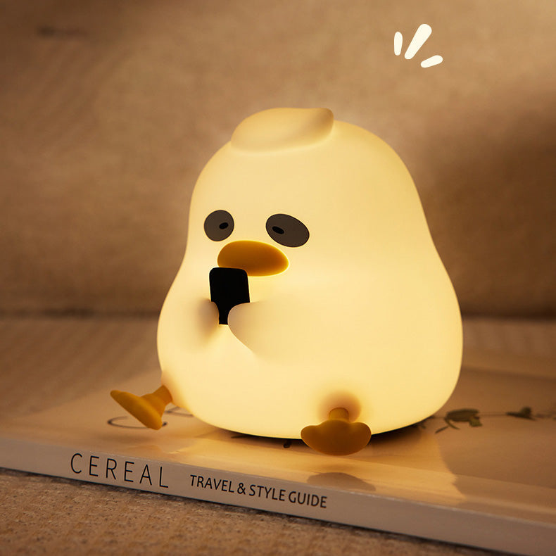 Nachtlampje eend met aanraakbediening – USB-oplaadbaar, warm licht, siliconen | led-lamp kinderkamer