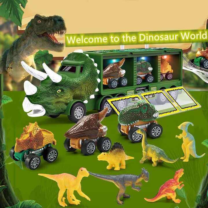 DinoHaul Transporttruck voor Kinderen – Interactieve Speelset met Licht, Geluid en Mini Dino’s