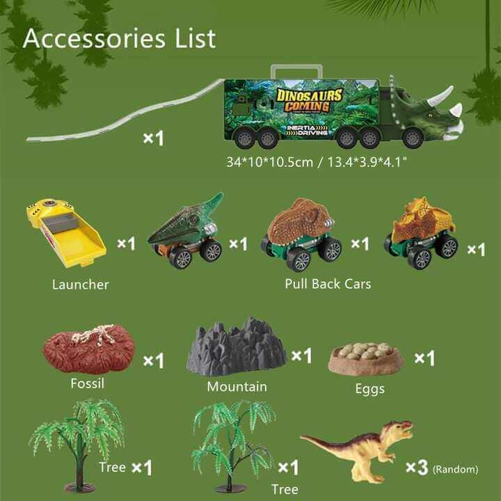 DinoHaul Transporttruck voor Kinderen – Interactieve Speelset met Licht, Geluid en Mini Dino’s