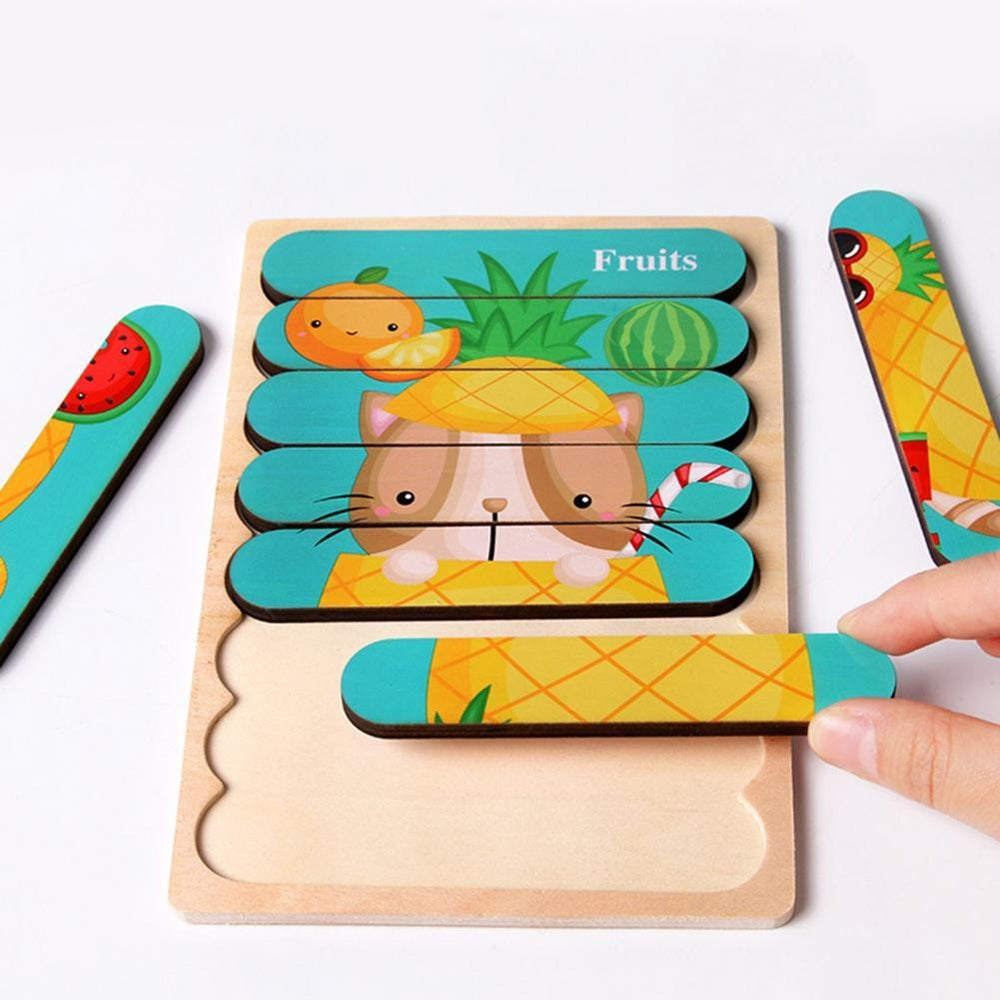 Houten 3D Dierenpuzzel voor Kinderen – Dubbelzijdig Educatief Speelgoed voor Motoriek & Cognitie (3+)