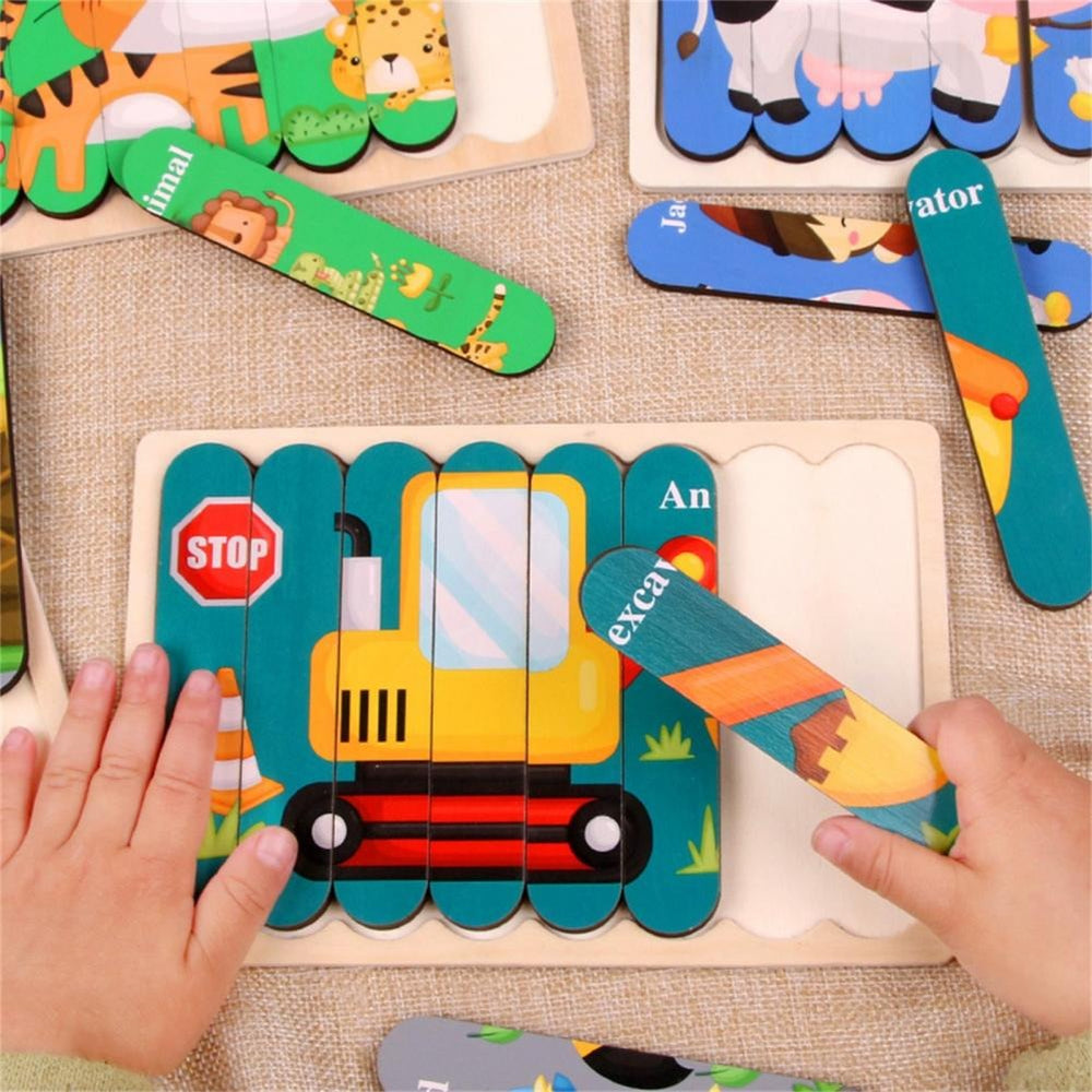 Houten 3D Dierenpuzzel voor Kinderen – Dubbelzijdig Educatief Speelgoed voor Motoriek & Cognitie (3+)