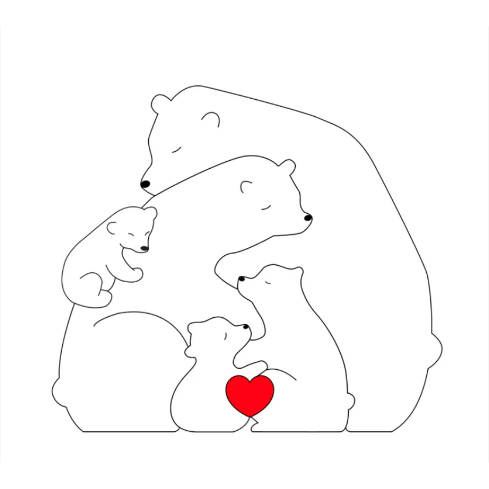 Gepersonaliseerde Familie Puzzel – Houten Beren met Naam (Cadeau)
