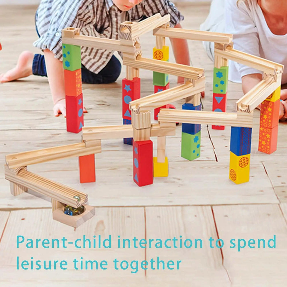 Houten Knikkerbaan Bouwset voor Kinderen – TimberTrail Marble Works Educatief Speelgoed 3+