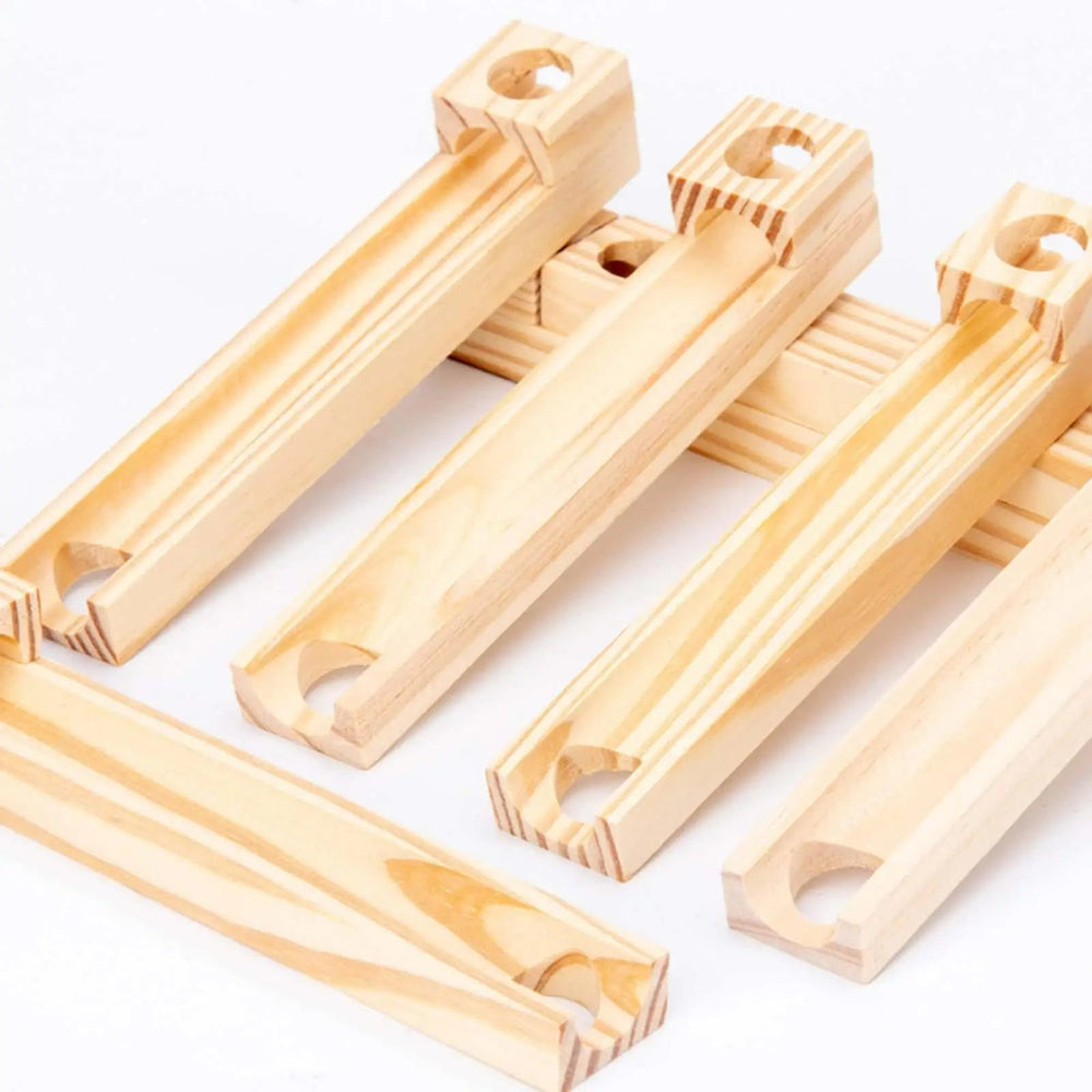 Houten Knikkerbaan Bouwset voor Kinderen – TimberTrail Marble Works Educatief Speelgoed 3+