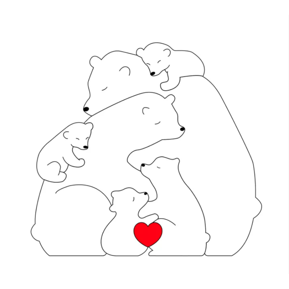 Gepersonaliseerde Familie Puzzel – Houten Beren met Naam (Cadeau)