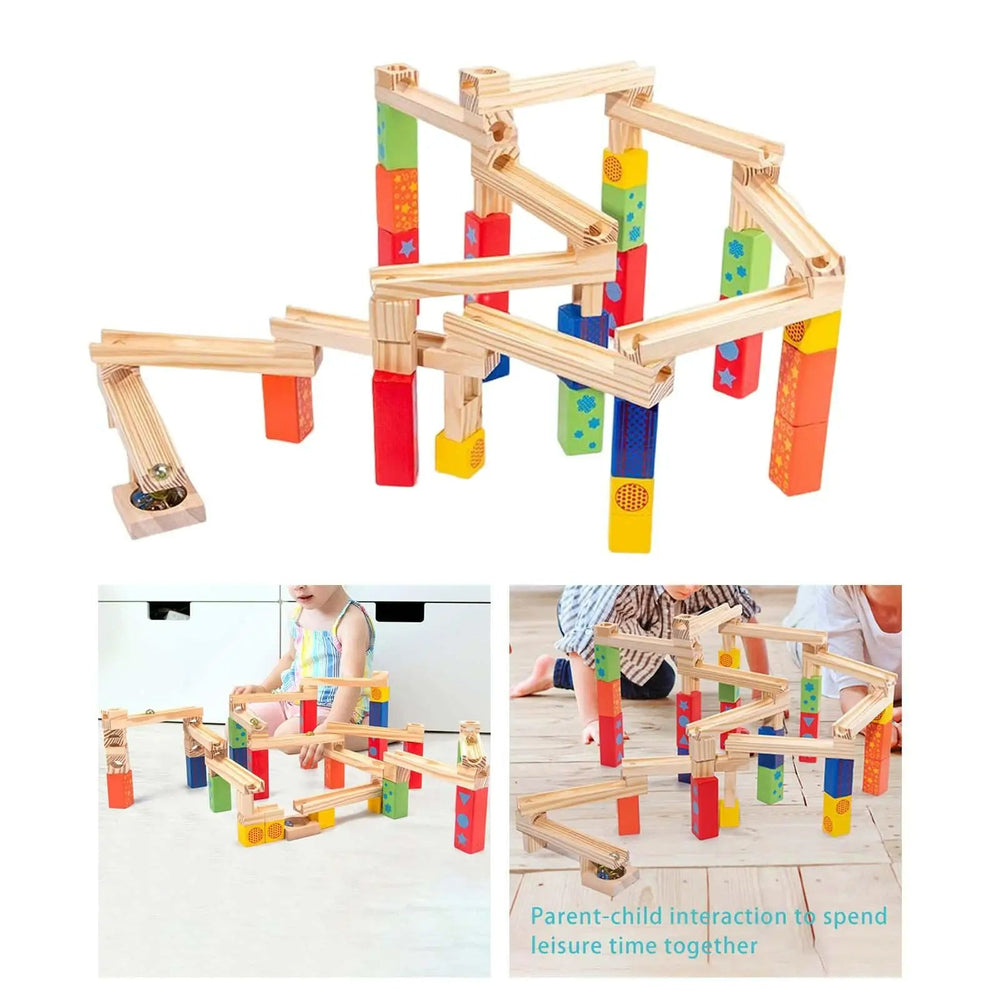 Houten Knikkerbaan Bouwset voor Kinderen – TimberTrail Marble Works Educatief Speelgoed 3+