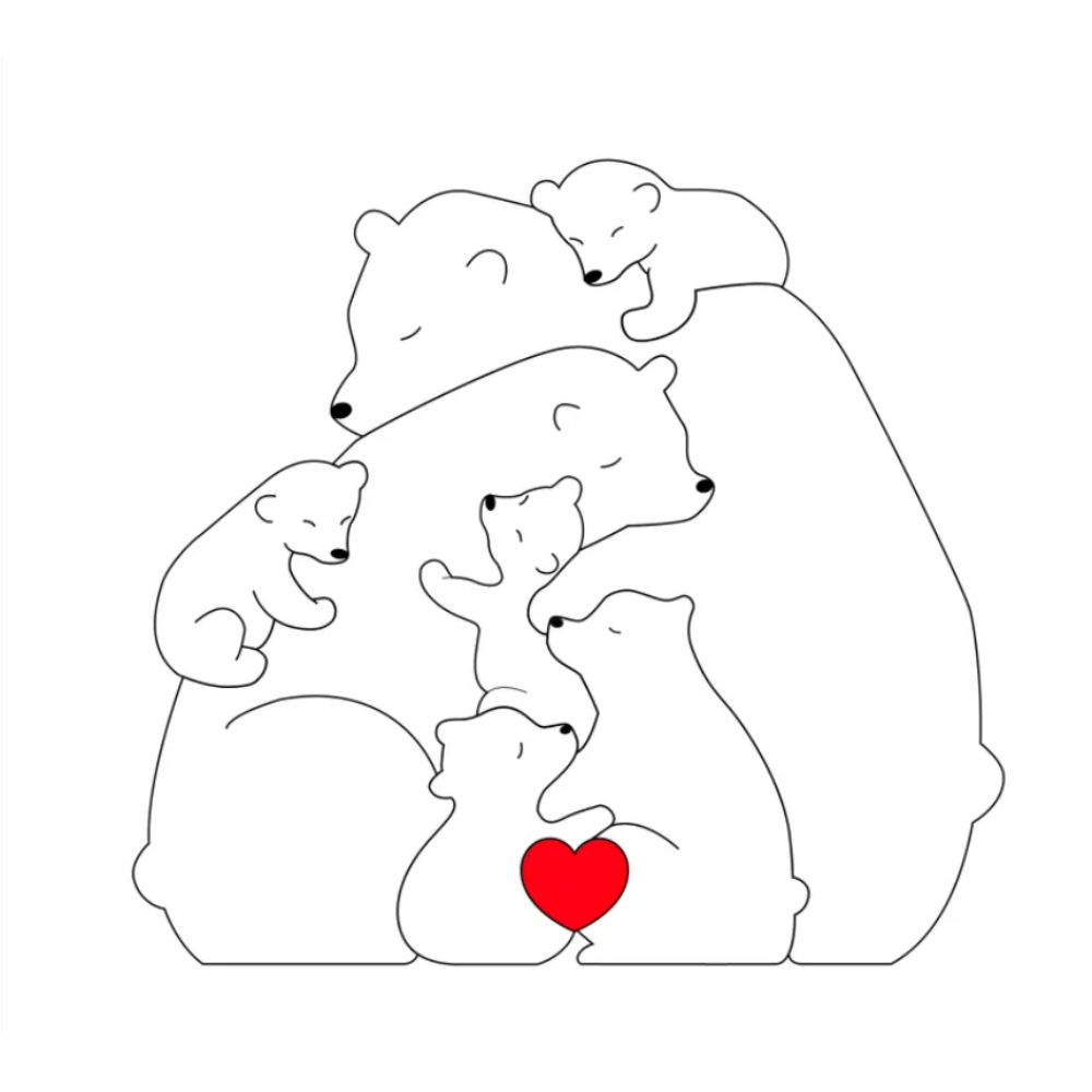 Gepersonaliseerde Familie Puzzel – Houten Beren met Naam (Cadeau)