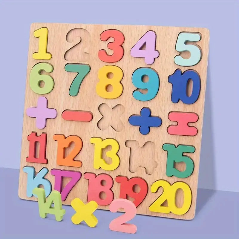 Houten Educatieve Puzzelset voor Peuters – Letters, Cijfers & Vormen – Leerzaam en Veilig Speelgoed voor Kinderen vanaf 3 Jaar