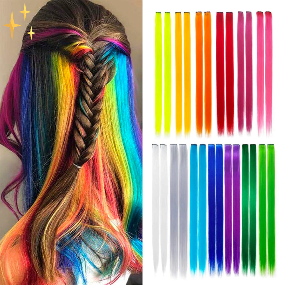 26-delige Regenboog Clip-in Hair Extensions – Lumina Locks