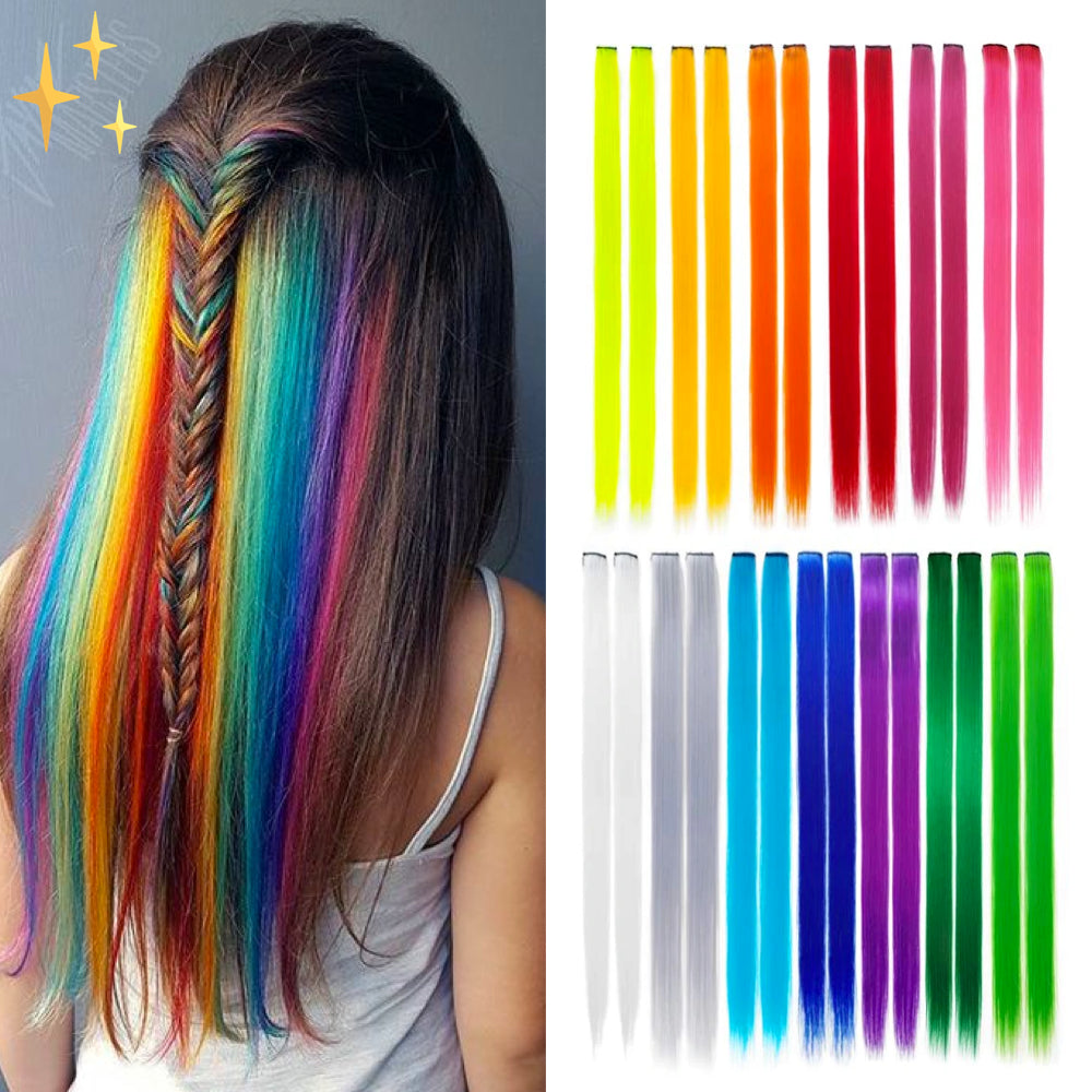 26-delige Regenboog Clip-in Hair Extensions – Lumina Locks