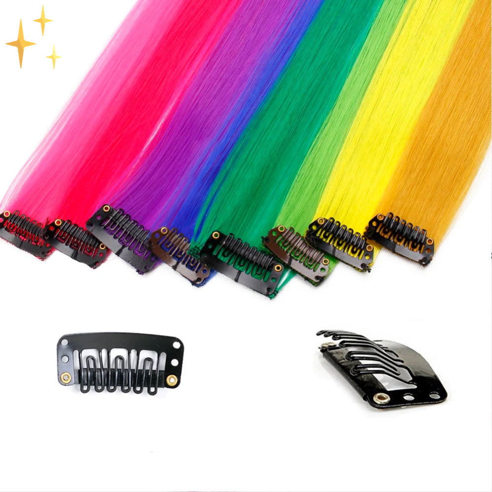 26-delige Regenboog Clip-in Hair Extensions – Lumina Locks