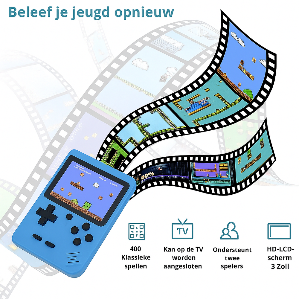 Retro Spelcomputer Handheld – 400 Games & TV Aansluiting