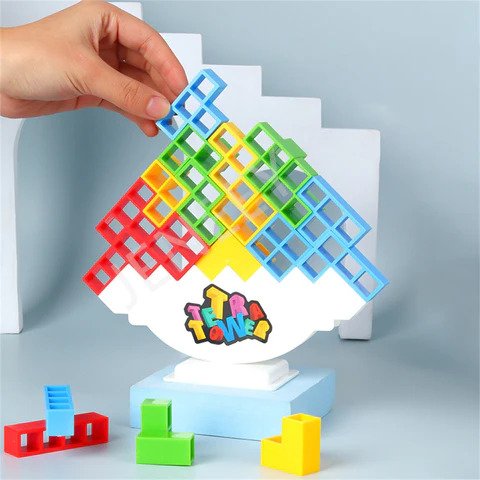 Balans Stapelspel voor Kinderen en Gezinnen – Tetris Stijl Behendigheidsspel met Bouwstukken