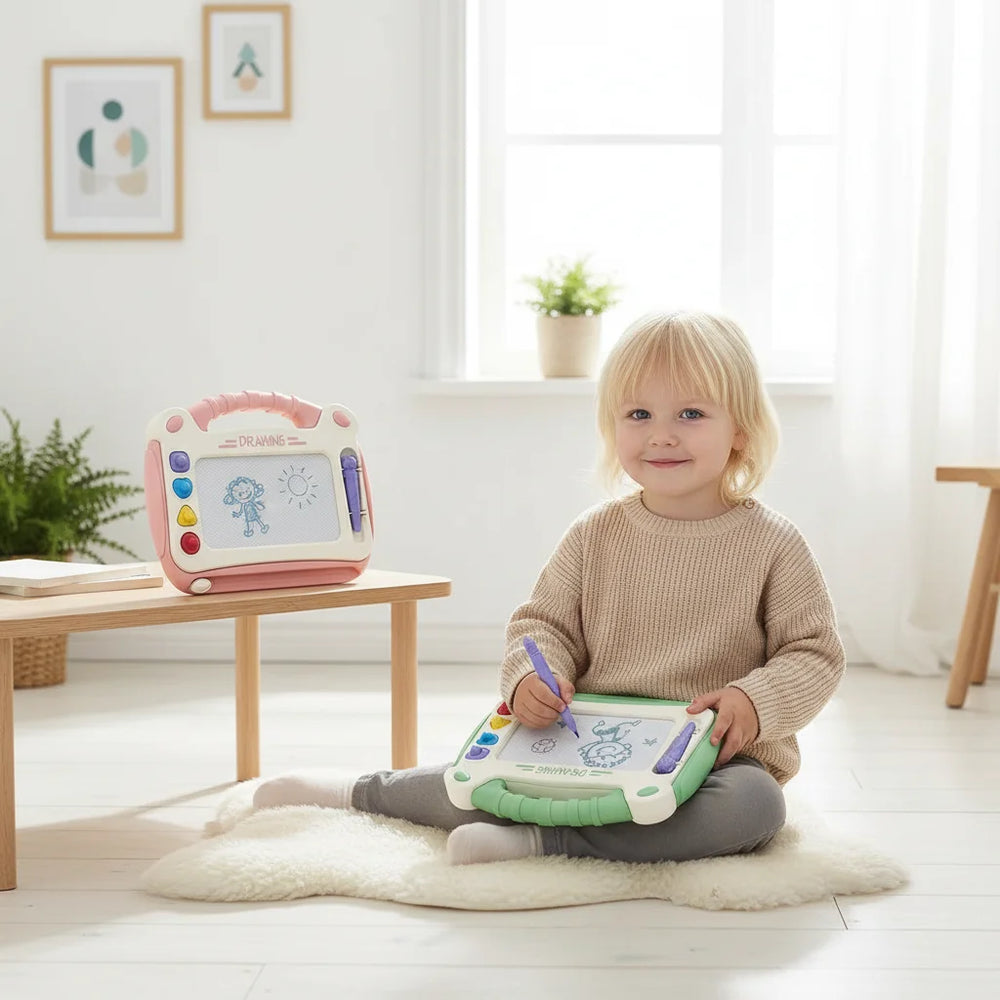 Magnetisch Tekenbord voor Kinderen – Creatief & Educatief Speelbord met Pen en Vormen – Veilig & Duurzaam – Blauw, Groen of Roze