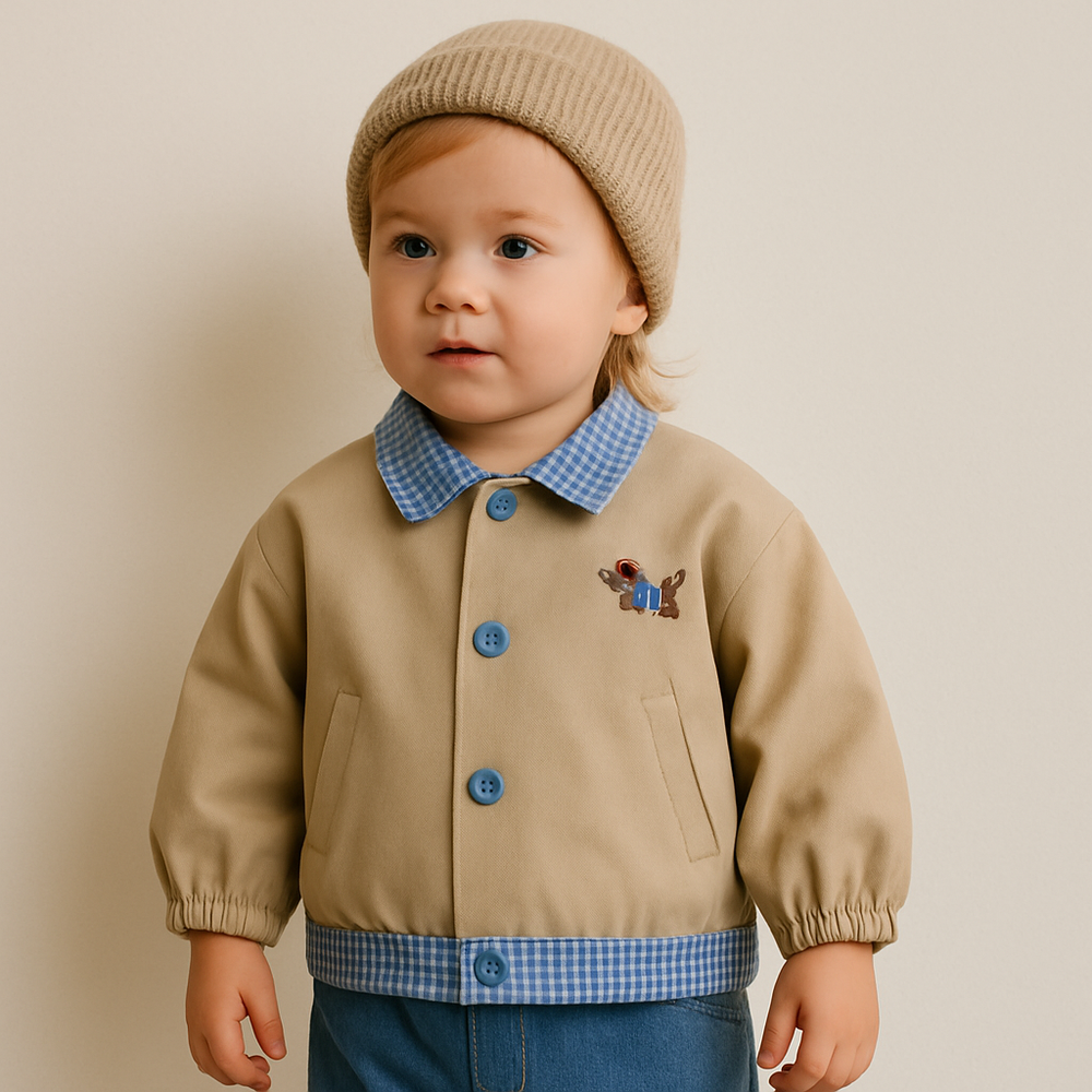 Casual Baby & Peuter Baseball Jasje – Herfst, Patchwork & Borduursels, Unisex