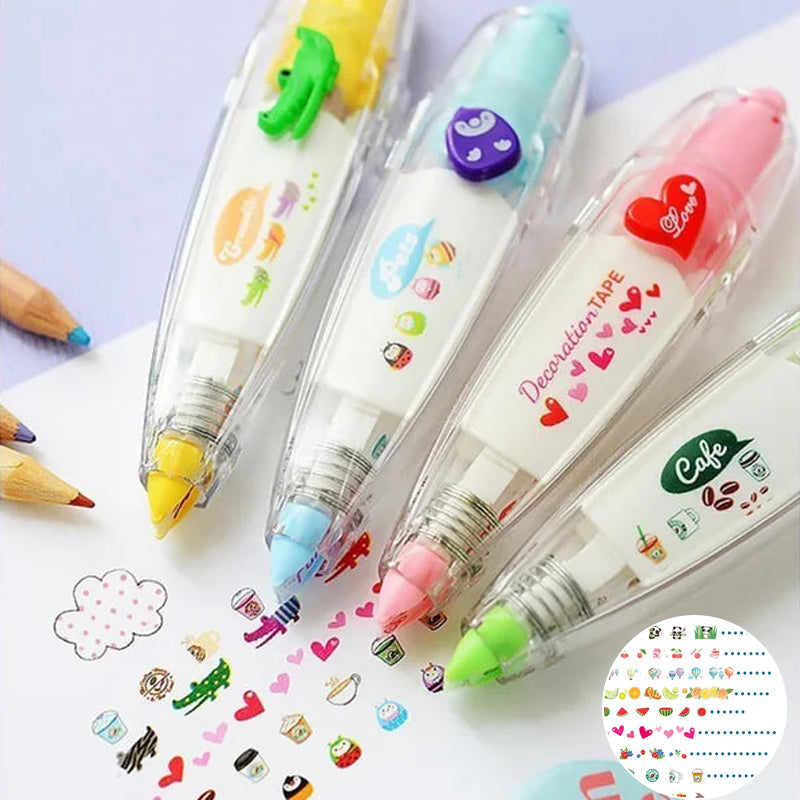 Decoratieve Pen met Cartoon Tape – Perfect voor Bullet Journals, Planners & Knutselen