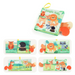 Stoffen babyboekje met staartjes – geluidjes, katoen, 15x14 cm | sensorisch speelgoed