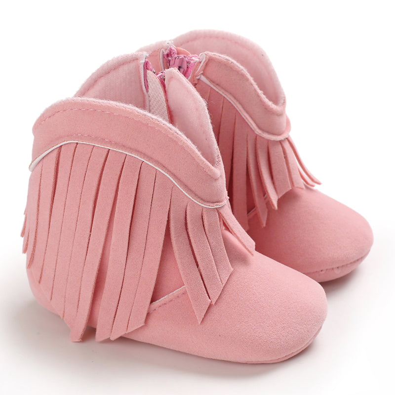 Baby Cowboylaarsjes Meisje – Zachte Franjelaarsjes met Antislip Zool (0–2 Jaar)