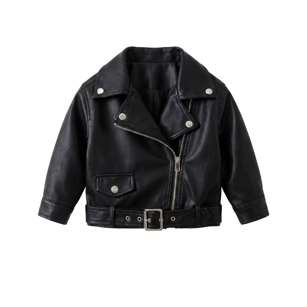 Leren kinderjas voor meisjes in stoere bikerstijl
