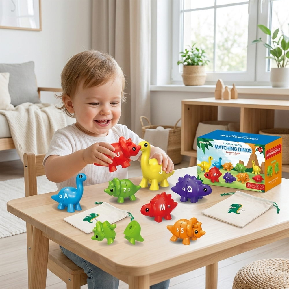 Dinosaurus Tel- & Sorteerset – Educatief Speelgoed met Letters, Cijfers & Vormen