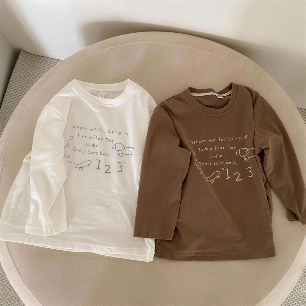 Longsleeve - LittlePaws Unisex, Wit/Bruin, Katoen, Maat 0-6 Jaar