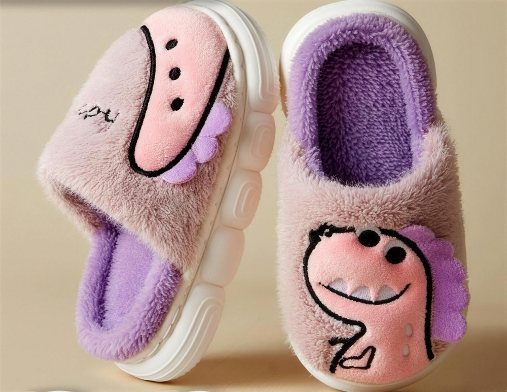 Dino Pluche Sloffen voor Kinderen – Warme, Comfortabele & Antislip Huispantoffels