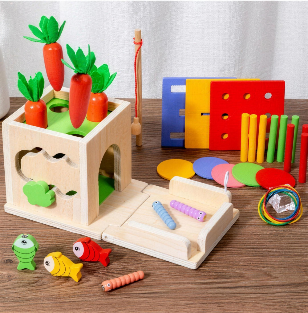 Houten Montessori Activiteitenkubus 8-in-1 – Educatief Speelgoed voor Baby’s vanaf 6 Maanden – Duurzaam Hout met Veilige Afwerking