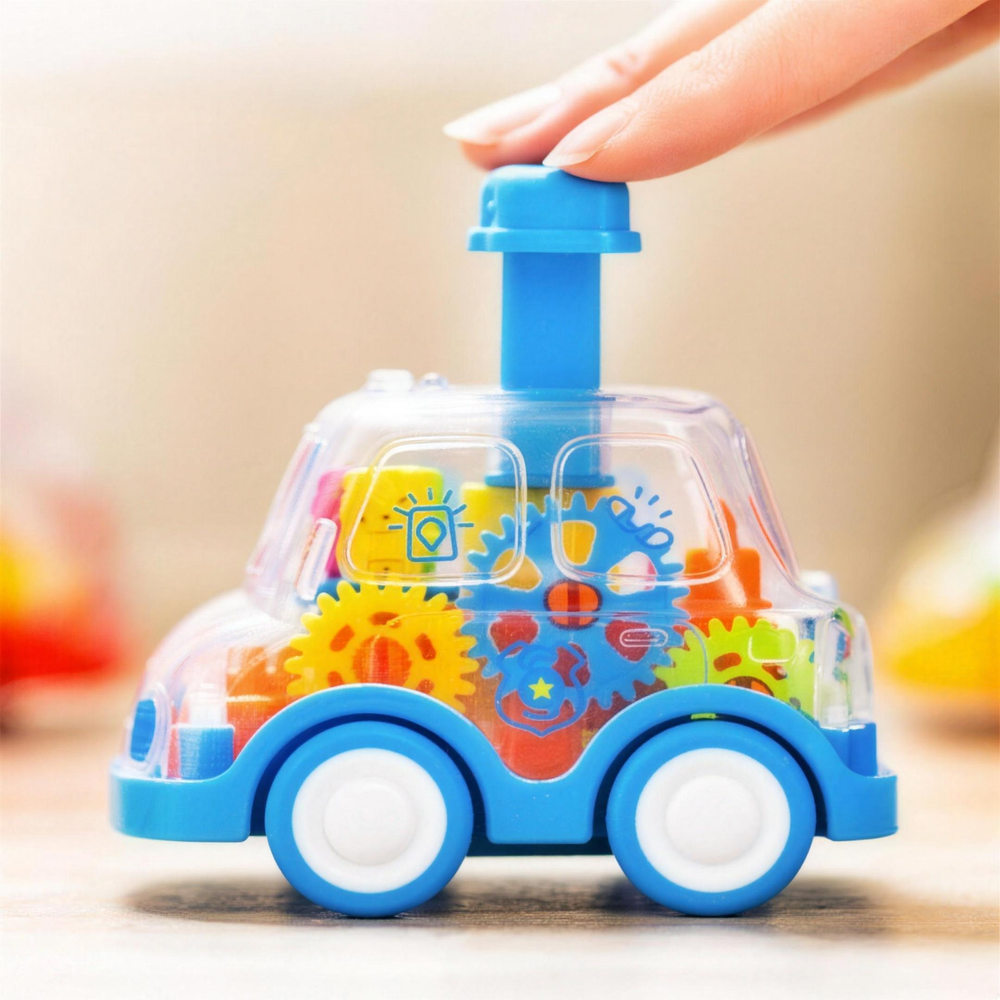Educatieve Speelauto – Lichtgevende Tandwielen & Push-and-Go voor 1-3 Jaar