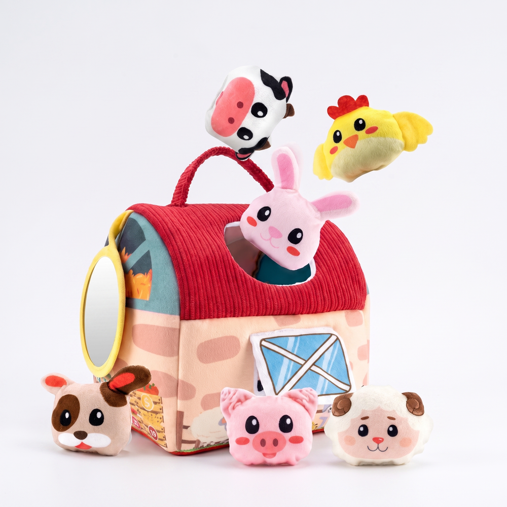 Zacht Pluche Boerderijhuis met Dieren – Educatief Babyspeelgoed