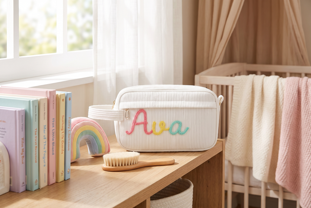 Gepersonaliseerd Etui met Naam – Stevig Ribfluweel Pennenetui voor School