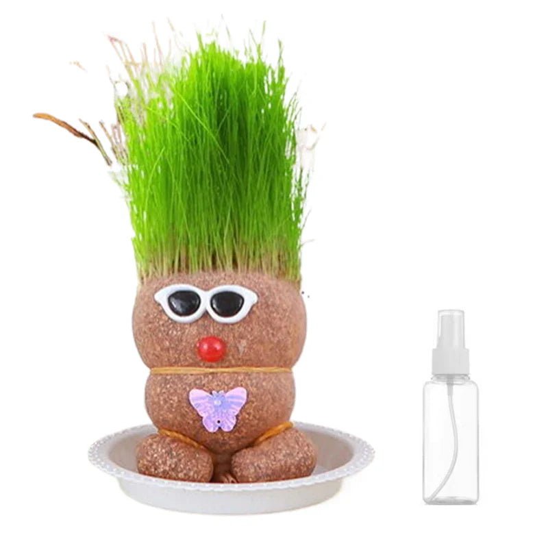 Graspop met Groeiend Gras – Figuurplant Decoratie & Cadeau