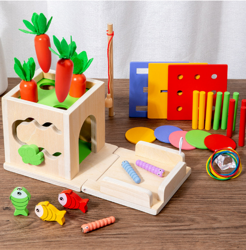 Houten Montessori Activiteitenkubus 8-in-1 – Educatief Speelgoed voor Baby’s vanaf 6 Maanden – Duurzaam Hout met Veilige Afwerking