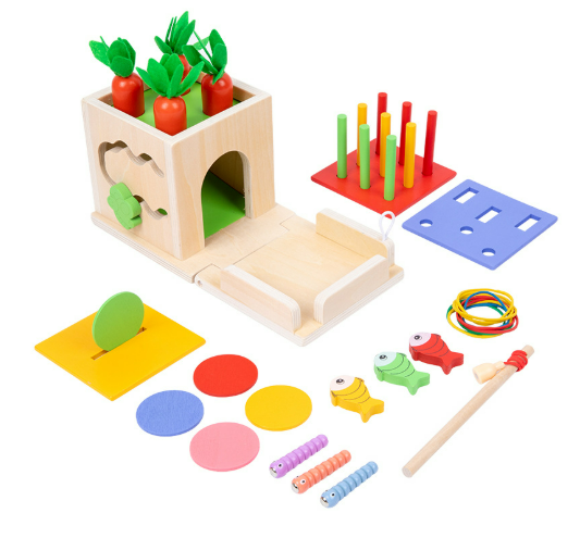 Houten Montessori Activiteitenkubus 8-in-1 – Educatief Speelgoed voor Baby’s vanaf 6 Maanden – Duurzaam Hout met Veilige Afwerking