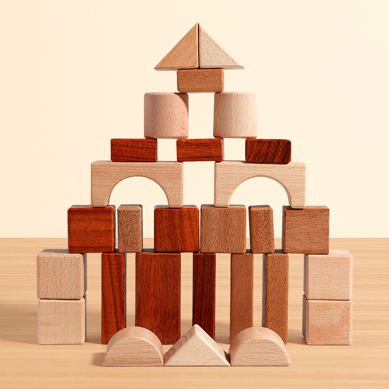Houten Blokkenset 35-delig – Educatief Bouwspeelgoed Peuters 2+