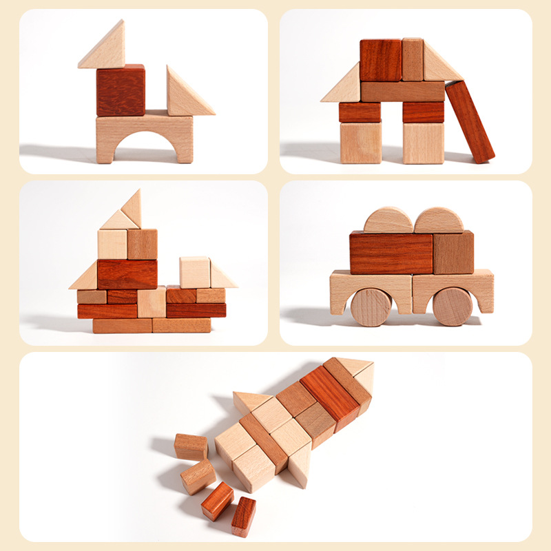 Houten Blokkenset 35-delig – Educatief Bouwspeelgoed Peuters 2+