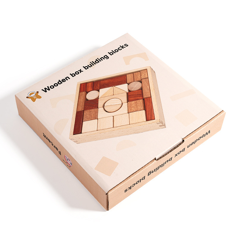 Houten Blokkenset 35-delig – Educatief Bouwspeelgoed Peuters 2+
