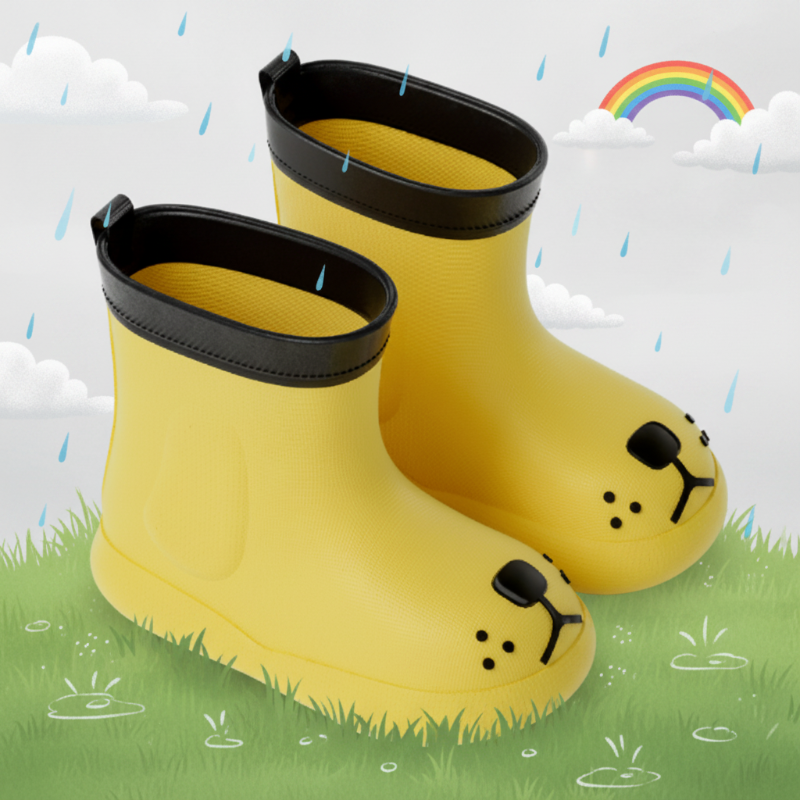 Regenlaarzen met hondengezicht op de neus – waterdicht PVC, antislipzool | kinderregenlaarzen