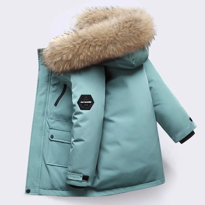 Kinder Winterjas Waterdicht & Warm – Stijlvolle Jas met Afneembare Capuchon voor 5-12 Jaar