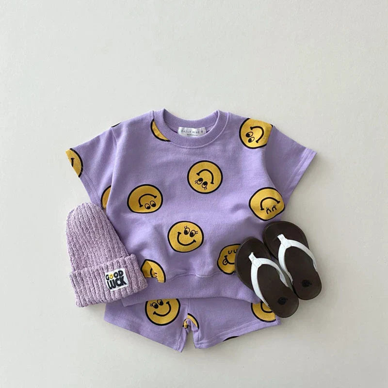 Comfortabele Kinder Smiley Set – Zacht, Ademend & Unisex Outfitje 0-5 Jaar
