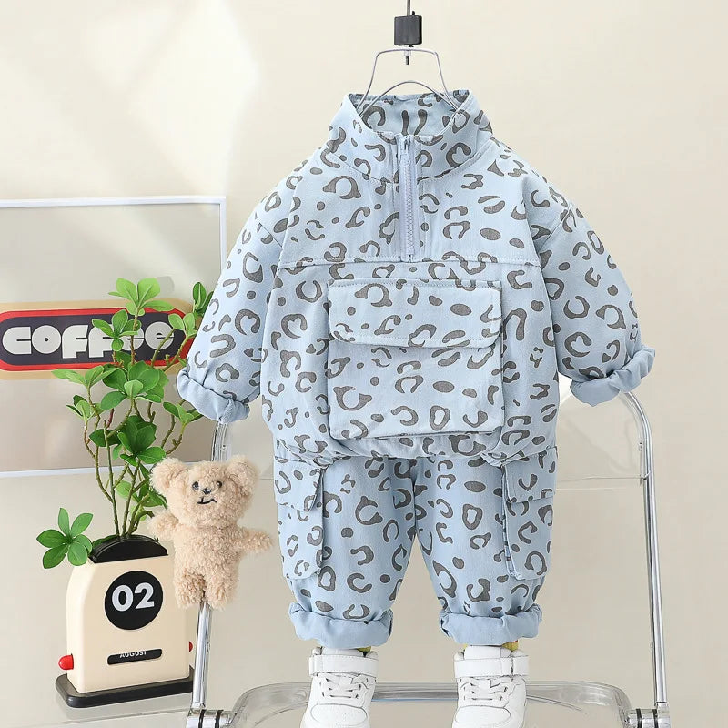 Luipaard Print 2-Delige Kinder Kledingset – Comfortabel & Stijlvol