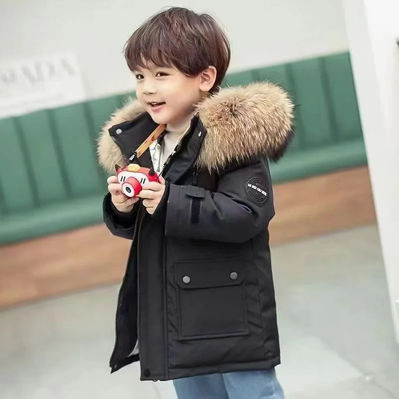 Kinder Winterjas Waterdicht & Warm – Stijlvolle Jas met Afneembare Capuchon voor 5-12 Jaar